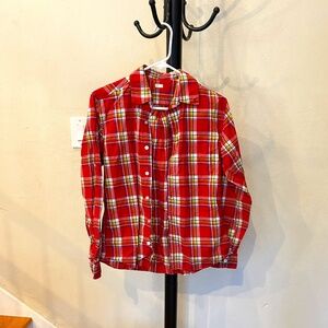 Red Cotton Plaid Shirt